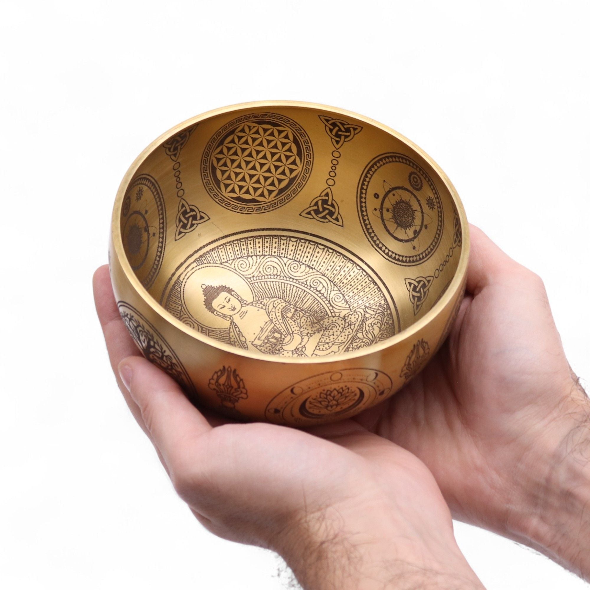 Pure Brass Etched Buddha - Set of 4 - Approx 3.85kg