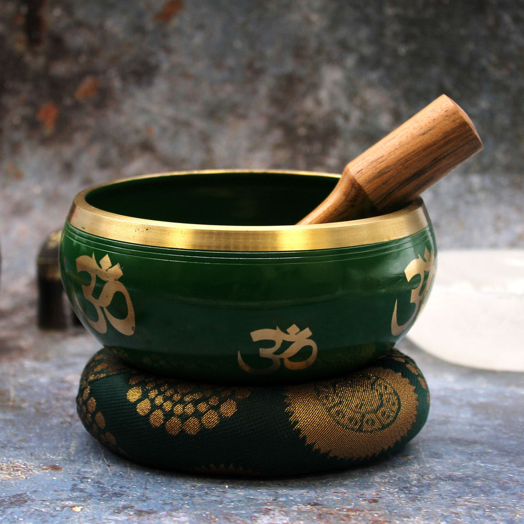 Large Tree of Life Singing Bowl Set - Green 14cm