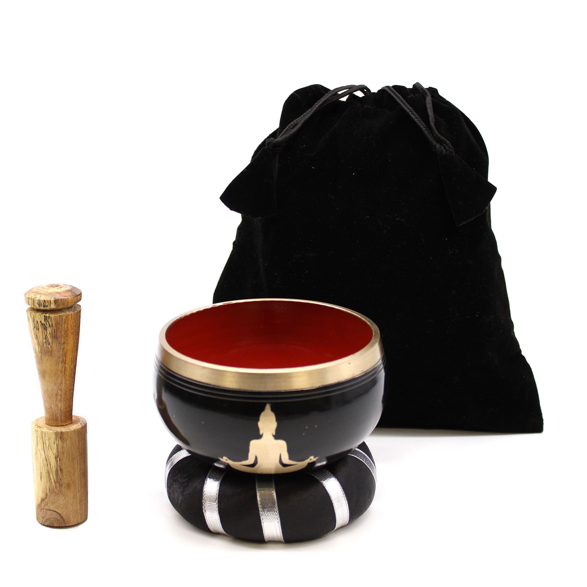 Buddha Singing Bowl Set - Black/Orange 10.7cm