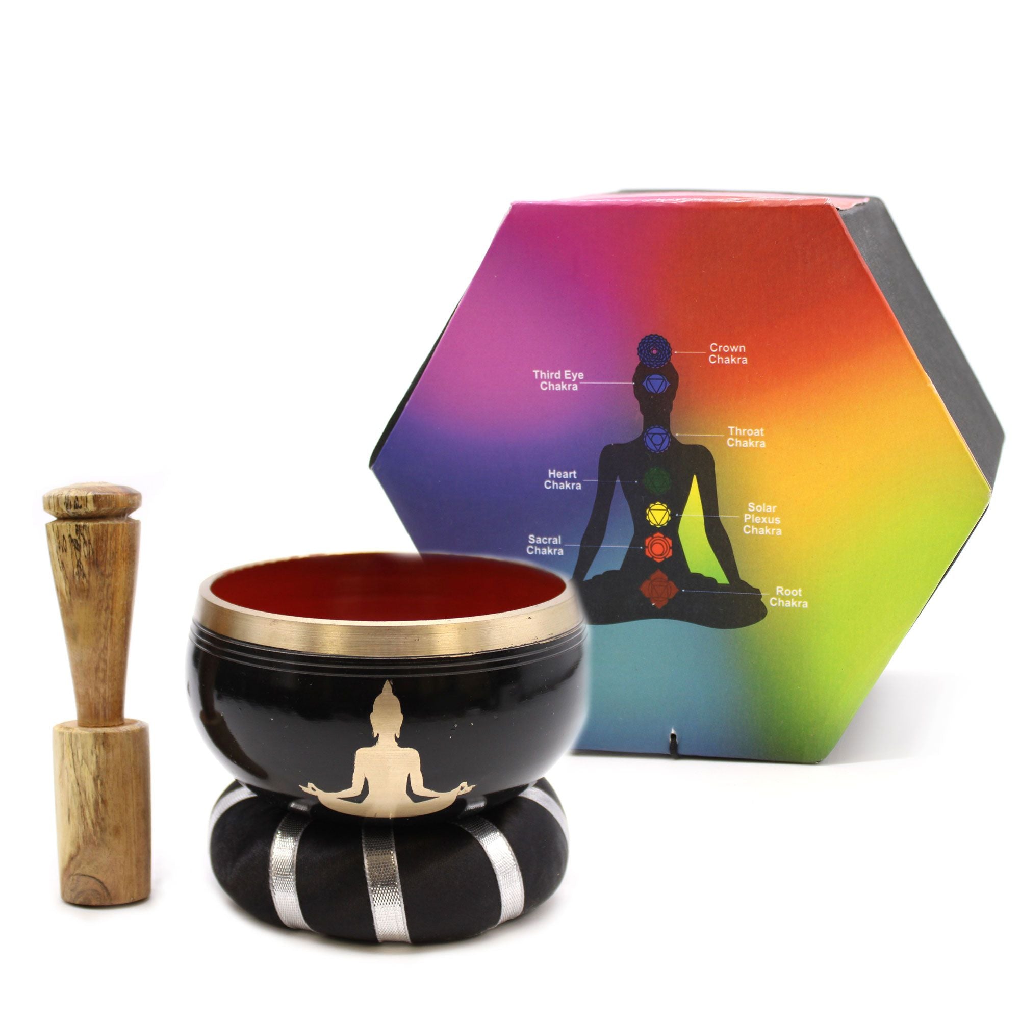 Buddha Singing Bowl Set - Black/Orange 10.7cm