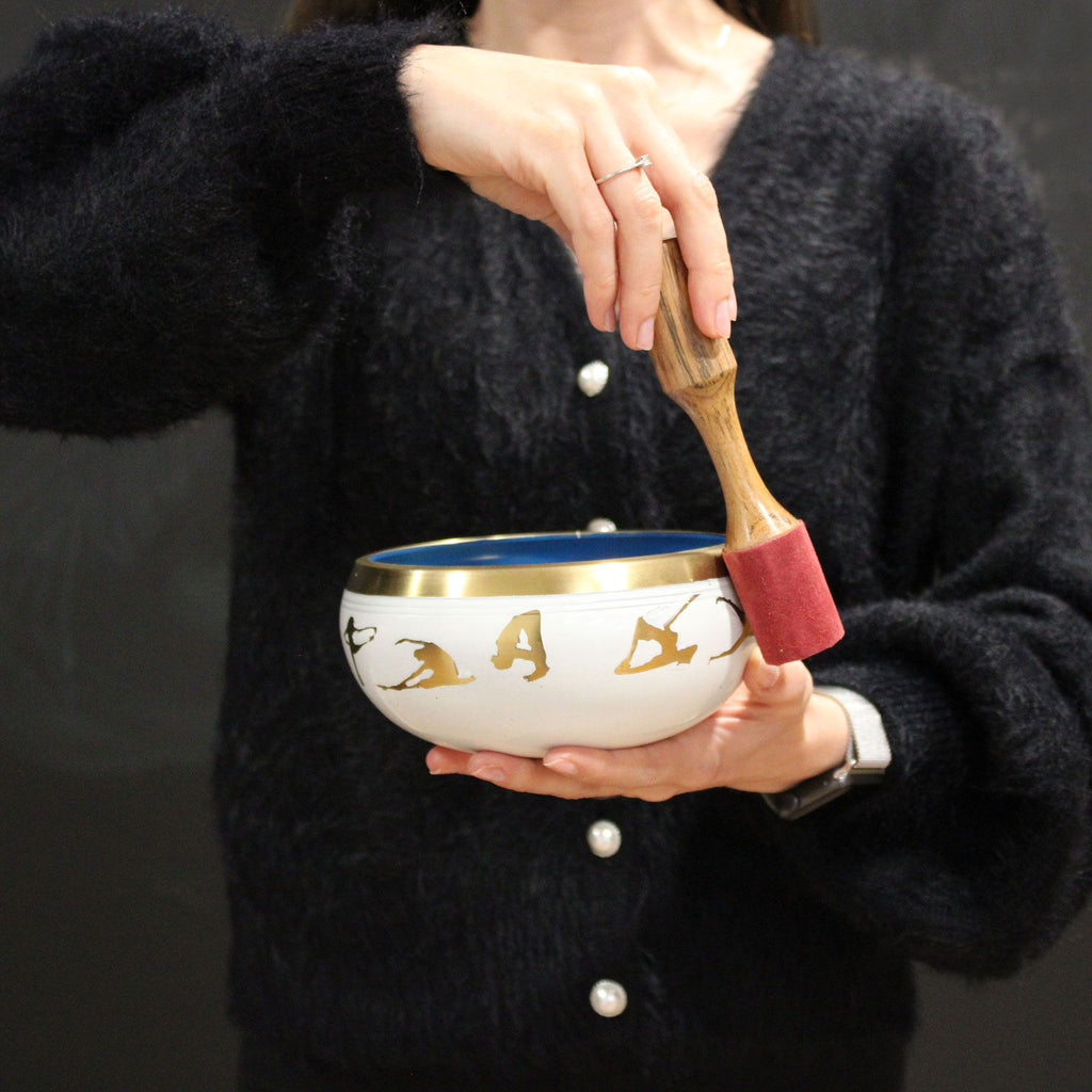 Large Yin & Yang Singing Bowl Set - White/Purple 14cm