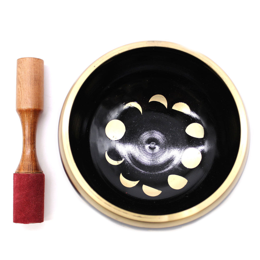 Large Moon Phase Singing Bowl Set - Black 14cm